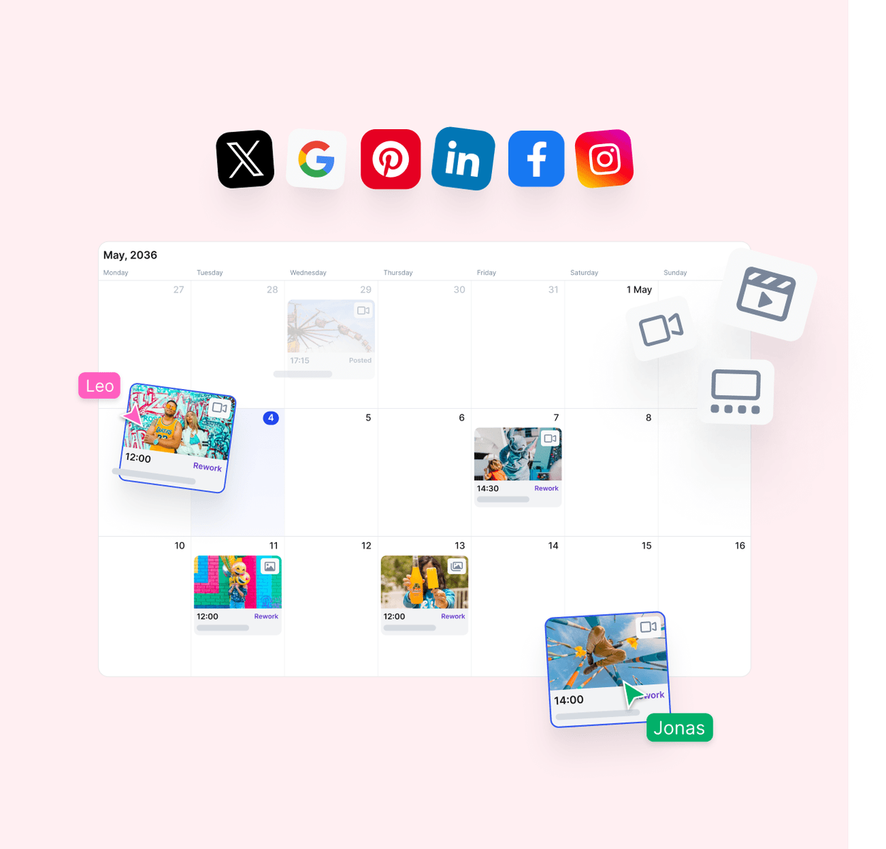 Manage and analyze your content in one calendar.